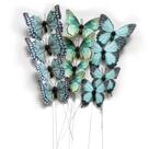 Pacote com 12 decorações de borboletas DIY 3D Butterfly Stakes Aqua