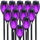 Pacote com 12 decorações de jardim de Halloween, luzes solares roxas de Halloween para decoração externa, luzes solares de LED para uso externo para decoração de quintal, Luces Solares à prova d'água, decoração externa para pátio e jardim