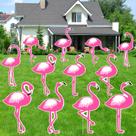 Pacote com 12 placas Amyhill Pink Flamingo Yard, 35 cm à prova d'água