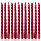 Pacote com 12 velas cônicas em espiral cor de vinho Peytanger de 25 cm