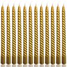 Pacote com 12 velas cônicas em espiral douradas de 25 cm da Peytanger, sem perfume