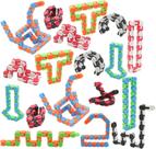 Pacote com 18 Wacky Tracks Snap and Click Fidget Toys Finger Sensory Toys, 24 links Snake Puzzles para alívio do estresse, enchimentos de bolsas de festa, suprimentos de festa