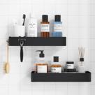 Pacote com 2 adesivos Shower Caddy Kitsure X-Large em aço inoxidável preto