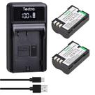 Pacote com 2 baterias e carregadores USB LED para Olympus EVOLT E-300