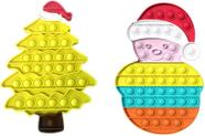 Pacote com 2 brinquedos de Natal Pop Fidget, brinquedo sensorial Push Pop Bubble Fidget para crianças e adultos Árvore de Natal Pop Its Fidget Toy Relief Popper Decoração de festa