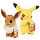 Pacote com 2 brinquedos de pelúcia Pokémon 8 Eevee e Pikachu Let's Go Starters