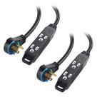 Pacote com 2 cabos Power Strip Matters, 3 tomadas e 1 pé com plugue giratório
