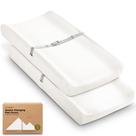 Pacote com 2 capas de trocador orgânico para meninas e meninos, neutras capa de trocador de fraldas 100% algodão, lençóis macios para trocar fraldas de berçário, forros de trocador de contorno, capa de trocador (branca macia)