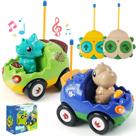 Pacote com 2 carros de dinossauro com controle remoto ToyFuntasy para crianças