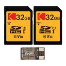 Pacote com 2 cartões de memória Kodak 32GB Classe 10 UHS-I SDHC