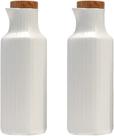 Pacote com 2 conjuntos de óleo de cerâmica e vinagre de molho de soja dispensador de xarope de bordo frasco para cozinha 270 ml/9 oz (branco)
