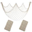 Pacote com 2 decorações de rede de algodão para peixes iHansee, 203 x 102 cm, bege Pacote com 2 decorações de rede de algodão para peixes iHansee, 203 x 102 cm, bege