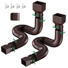 Pacote com 2 extensões Rain Gutter Downspout, marrom flexível