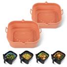Pacote com 2 Forros de fritadeira de silicone Square Loveuing 8,5 polegadas