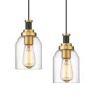 Pacote com 2 luminárias pendentes zeyu Modern Hanging, preto e dourado