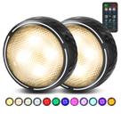 Pacote com 2 luzes LED Puck Lights TECOMLIGHT operadas por bateria - preto Pacote com 2 luzes LED Puck Lights TECOMLIGHT operadas por bateria - preto