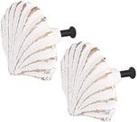 Pacote com 2 maçanetas de gabinete Seashell DDRAUY 6,5 x 5,3 cm brancas