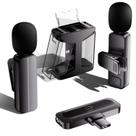 Pacote com 2 microfones de lapela sem fio Mini Lavalier para iPhone/Android