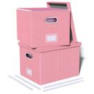 Pacote com 2 organizadores de armazenamento de arquivos Oterri Portable com tampa rosa