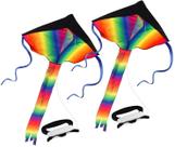 Pacote com 2 pipas arco-íris SINGARE 109x211 cm com cauda longa Pacote com 2 pipas arco-íris SINGARE 109x211 cm com cauda longa