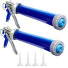 Pacote com 2 pistolas de calafetagem, tubo de salsicha de 600 ml com 4 bicos Pacote com 2 pistolas de calafetagem, tubo de salsicha de 600 ml com 4 bicos