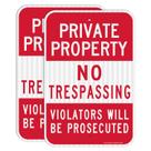 (Pacote com 2) Placa de proibição de invasão de propriedade privada 18 x 12 cm