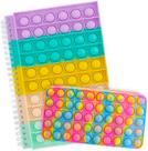 Pacote com 2 Pop Bubble Fidget Notebook Pencil Box Conjunto de brinquedos sensoriais, Push It Spiral Notebook Pencil Case Descompressão Bolhas de silicone simples Alívio de estresse portátil para escola, casa