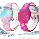 Pacote com 2 pulseiras impermeáveis AirTag para crianças KAHADI rosa/roxo