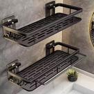 Pacote com 2 unidades de alumínio Shower Caddy EVALAND com ganchos e toalheiro
