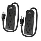 Pacote com 2 unidades Power Strip Maxwel Manufacturing com cabo de 1 pé e 3 tomadas