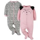 Pacote com 2 unidades Sleep 'N Play Gerber Baby Girls, rosa leopardo