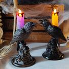 Pacote com 2 velas sem chama de Halloween LED Raven Black Crow