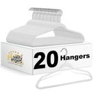 Pacote com 20 cabides de plástico branco de qualidade Não são de veludo para roupas Conjunto de cabides pesados Cabides de armário que economizam espaço com gancho cromado, cabides não flocados, branco creme
