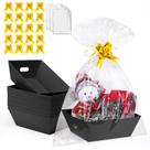 Pacote com 20 cestas de presente pretas AFOROEOA 25x30x11cm com laços