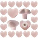 Pacote com 20 maçanetas de gaveta de cerâmica Pink Heart, 4 x 4,5 cm