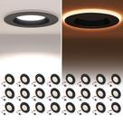 Pacote com 24 lâmpadas LED POWERASIA de 5/6", luzes pretas, 12 W, 5 CCT, reguláveis