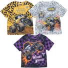 Pacote com 3 camisetas Monster Jam Maximum Destruction Earth Shaker Mohawk Warrior Toddler Boys amarelos/cinza/roxas 5T Pacote com 3 camisetas Monster Jam Maximum Destruction Earth Shaker Mohawk Warrior Toddler Boys amarelos/cinza/roxas 5T