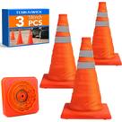Pacote com 3 Cones de segurança de trânsito dobráveis de 45 cm com refletor