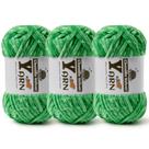 Pacote com 3 fios de veludo Sekafris Chenille, 100 g, verde macio