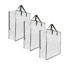 Pacote com 3 sacos de armazenamento transparentes com zíper e alças, cobertores para guardar armários, materiais de mudança e embalagem para a faculdade, organizador de armazenamento embaixo da cama para roupas, travesseiro, roupa de cama, guirlanda de Natal