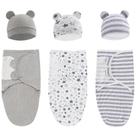 Pacote com 3 sacos de dormir Baby Swaddle com conjunto de chapéus Exemaba
