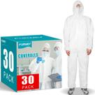 Pacote com 30 macacões descartáveis de corpo inteiro FURWEY Hazmat Suits