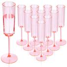 Pacote com 36 taças de champanhe rosa YOUBET Copos de plástico de champanhe ondulados com flores de 6 onças taças descartáveis vintage pesadas para festas de casamento e aniversário