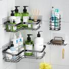 Pacote com 4 adesivos Shower Caddy KikiRico Corner, preto
