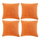 Pacote com 4 capas de almofada de veludo cotelê laranja Fancy Homi, 50 x 50 cm