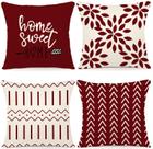 Pacote com 4 capas de travesseiro de Natal YCOLL, 50x50 cm, vinho tinto Pacote com 4 capas de travesseiro de Natal YCOLL, 50x50 cm, vinho tinto