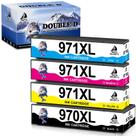 Pacote com 4 cartuchos de tinta DOUBLE D compatíveis com HP 970XL 971XL