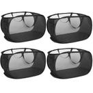 Pacote com 4 cestos de lavanderia dobráveis com bolso Bemkoo Black