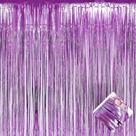 Pacote com 4 cortinas de alumínio com franjas, roxo claro, 1 m x 2,5 m