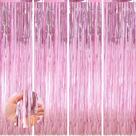 Pacote com 4 cortinas de enfeites de alumínio Backdrop Keyali, 100x253 cm, rosa